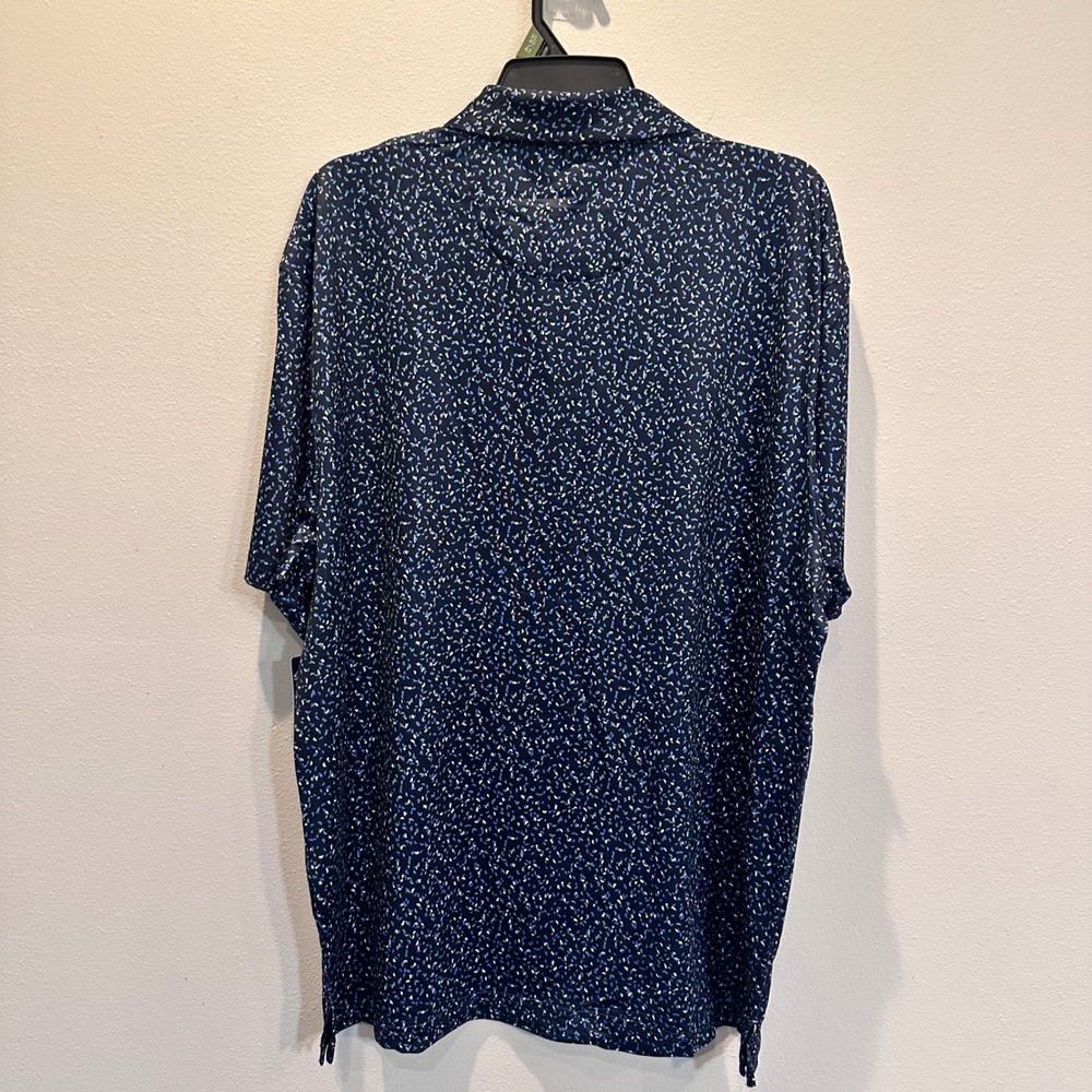 Ben Hogan Performance Mens XL Polo Shirt Peacoat Blue Speckled Print NWT - Picture 2 of 10